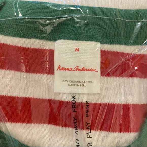 Hanna Andersson Unisex Adult Red and White Striped Pajama Long Sleeve Top - M - Picture 3 of 6